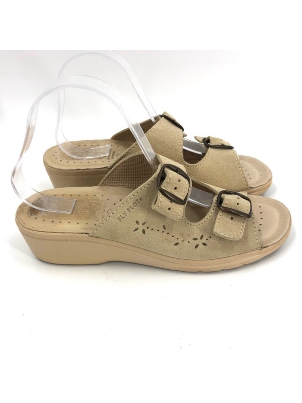 Fly Flot Anatomic Double Strap Slip On Sandals Comfort Shoes Tan IT 39 US 7.5